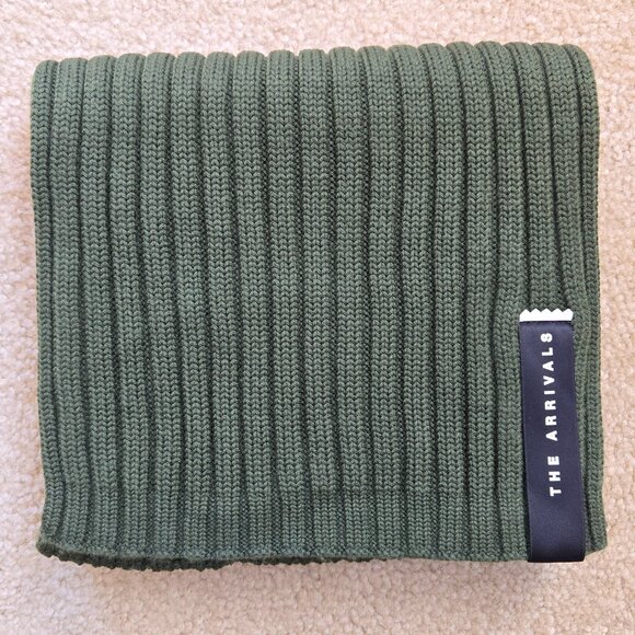 The Arrivals Wool Cashmere Rib Knit Scarf Green - Picture 2 of 13